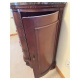 Marble-Top Dresser - 4-Drawer Curved Front, Walnut Finish, Brass Hardware