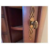 Marble-Top Dresser - 4-Drawer Curved Front, Walnut Finish, Brass Hardware