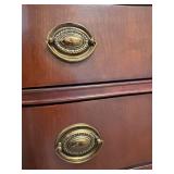 Marble-Top Dresser - 4-Drawer Curved Front, Walnut Finish, Brass Hardware