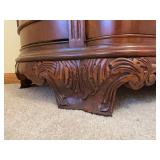 Marble-Top Dresser - 4-Drawer Curved Front, Walnut Finish, Brass Hardware