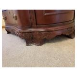 Marble-Top Dresser - 4-Drawer Curved Front, Walnut Finish, Brass Hardware
