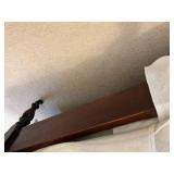 Antique Dark Wood Four-Poster Bed - Full Size with White Quilted Bedding