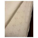 Antique Dark Wood Four-Poster Bed - Full Size with White Quilted Bedding