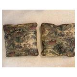 Woodland Scene Tapestry Throw Pillows - Moose & Deer Forest Pair