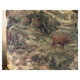 Woodland Scene Tapestry Throw Pillows - Moose & Deer Forest Pair