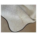 Full-size Gray-Scale Patchwork Quilt Throw - Floral Border, Scalloped Edge