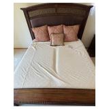 Bed with Ornate Carved Wood Headboard & Footboard - King