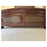 Bed with Ornate Carved Wood Headboard & Footboard - King