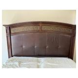Bed with Ornate Carved Wood Headboard & Footboard - King