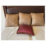 Bed with Ornate Carved Wood Headboard & Footboard - King