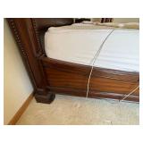 Bed with Ornate Carved Wood Headboard & Footboard - King