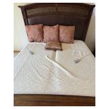 Bed with Ornate Carved Wood Headboard & Footboard - King