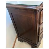 B699-93 Night Stand - Dark Wood with Glass Top, 3 Drawers