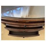 B699-93 Night Stand - Dark Wood with Glass Top, 3 Drawers