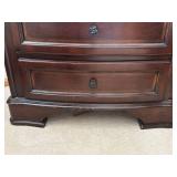 B699-93 Night Stand - Dark Wood with Glass Top, 3 Drawers