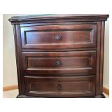 B699-93 Night Stand - Dark Wood with Glass Top, 3 Drawers