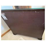 B699-93 Night Stand - Dark Wood with Glass Top, 3 Drawers