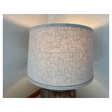 Ceramic Table Lamp with Linen Drum Shade - Rustic Glazed Finish 1 Light