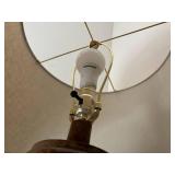 Ceramic Table Lamp with Linen Drum Shade - Rustic Glazed Finish 1 Light