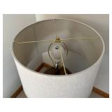 Ceramic Table Lamp with Linen Drum Shade - Rustic Glazed Finish 1 Light