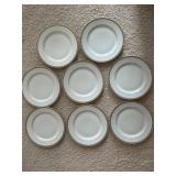 Imperial H & Co. Selb Bavaria White Porcelain Dinnerware with Gold Rim & Black Bead Border