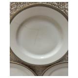 Imperial H & Co. Selb Bavaria White Porcelain Dinnerware with Gold Rim & Black Bead Border