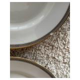 Imperial H & Co. Selb Bavaria White Porcelain Dinnerware with Gold Rim & Black Bead Border