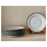 Imperial H & Co. Selb Bavaria White Porcelain Dinnerware with Gold Rim & Black Bead Border