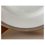 Imperial H & Co. Selb Bavaria White Porcelain Dinnerware with Gold Rim & Black Bead Border