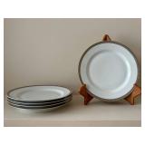 Imperial H & Co. Selb Bavaria White Porcelain Dinnerware with Gold Rim & Black Bead Border