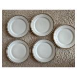 Imperial H & Co. Selb Bavaria White Porcelain Dinnerware with Gold Rim & Black Bead Border