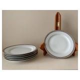 Imperial H & Co. Selb Bavaria White Porcelain Dinnerware with Gold Rim & Black Bead Border