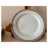 Imperial H & Co. Selb Bavaria White Porcelain Dinnerware with Gold Rim & Black Bead Border