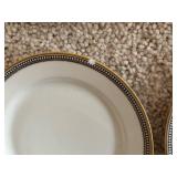 Imperial H & Co. Selb Bavaria White Porcelain Dinnerware with Gold Rim & Black Bead Border