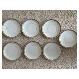 Imperial H & Co. Selb Bavaria White Porcelain Dinnerware with Gold Rim & Black Bead Border