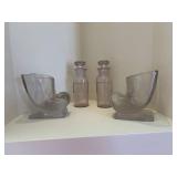 Purple Glass Curved Vases & Stoppered Bottles Set (4-Piece)