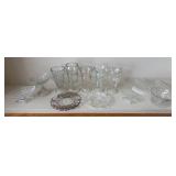 5 Vintage Soda Glasses, 4 Vintage Fruit or Ice Cream Sundae Compotes, Small Cut-Glass Fruit Bowl, Small Vintage Silver-plate Overlay Martinsville Glass Plate