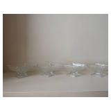 5 Vintage Soda Glasses, 4 Vintage Fruit or Ice Cream Sundae Compotes, Small Cut-Glass Fruit Bowl, Small Vintage Silver-plate Overlay Martinsville Glass Plate