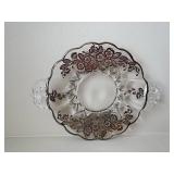 5 Vintage Soda Glasses, 4 Vintage Fruit or Ice Cream Sundae Compotes, Small Cut-Glass Fruit Bowl, Small Vintage Silver-plate Overlay Martinsville Glass Plate