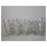 5 Vintage Soda Glasses, 4 Vintage Fruit or Ice Cream Sundae Compotes, Small Cut-Glass Fruit Bowl, Small Vintage Silver-plate Overlay Martinsville Glass Plate