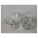 5 Vintage Soda Glasses, 4 Vintage Fruit or Ice Cream Sundae Compotes, Small Cut-Glass Fruit Bowl, Small Vintage Silver-plate Overlay Martinsville Glass Plate