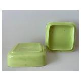 Green Jadeite Ceramic Trinket Box with Lid - Burgundy Floral Top