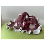 Green Jadeite Ceramic Trinket Box with Lid - Burgundy Floral Top