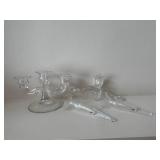 Crystal 3-Arm Candelabra with Burgundy Glass Vase & Red Hobnail Vase