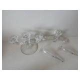 Crystal 3-Arm Candelabra with Burgundy Glass Vase & Red Hobnail Vase