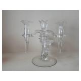 Crystal 3-Arm Candelabra with Burgundy Glass Vase & Red Hobnail Vase