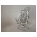 Crystal 3-Arm Candelabra with Burgundy Glass Vase & Red Hobnail Vase