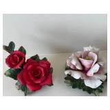 Nuova Capodimonte - Porcelain Roses Two-Piece Set, Red & Pink, Made in Italy