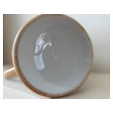 Porcelain Pitcher with Hand-Painted Yellow Roses - Pale Blue Gradient, Peach Handle