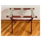 Wooden Frame Stand with Floral Fabric Straps - Vintage